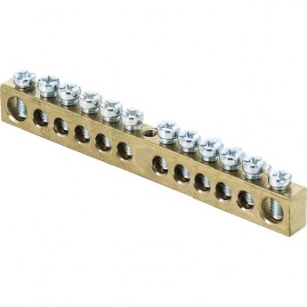 Шина EKF PROXIMA PEN "ноль-земля" 6х9мм 12 отверстий латунь крепеж по центру