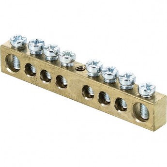 Шина EKF PROXIMA PEN "ноль-земля" 6x9мм 8 отверстий латунь крепеж по центру